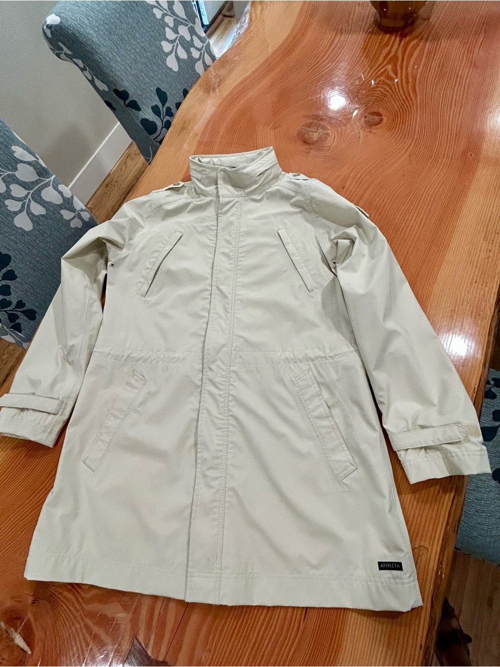 Athleta Cream Utility Trench Rain Jacket